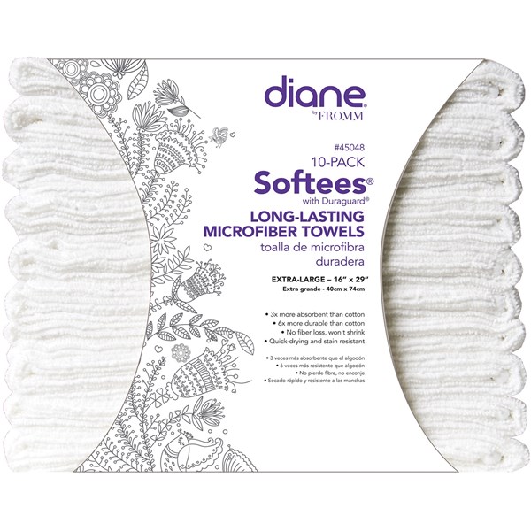 Diane Softees Microfiber Towels- White 10 pack 16 inch x 19 inch
